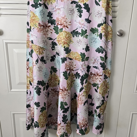 Sam Edelman Dress Midi Pink Floral Print Double V Neck Size 4 #201 - Picture 8 of 11